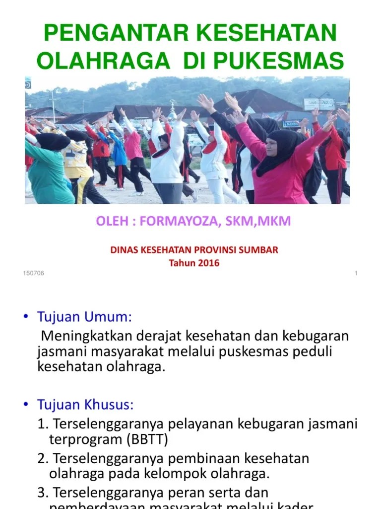 1 Formayoza. Pengantar Kesehatan Olahraga Puskesmas | PDF