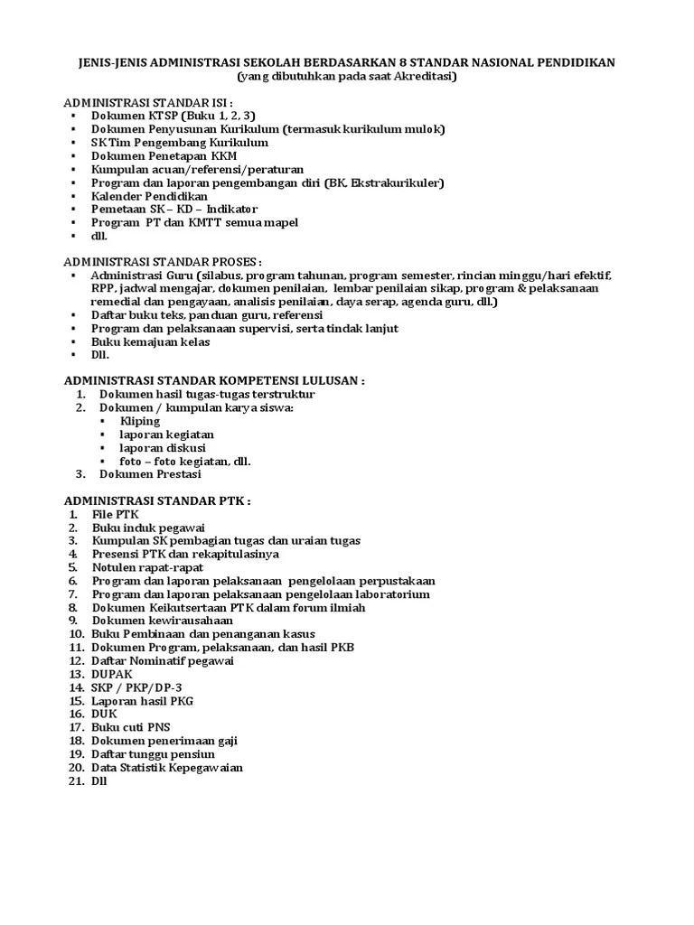 Administrasi 8 Standar | PDF