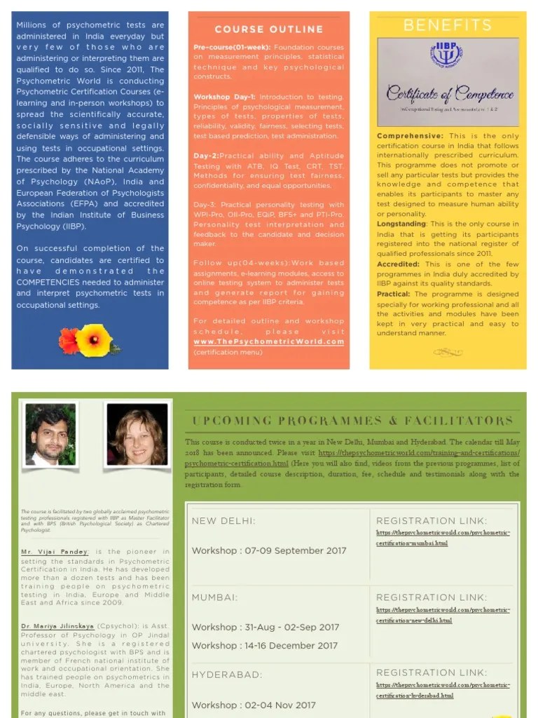 Psychometric Certification | PDF | Psychometrics | Certification