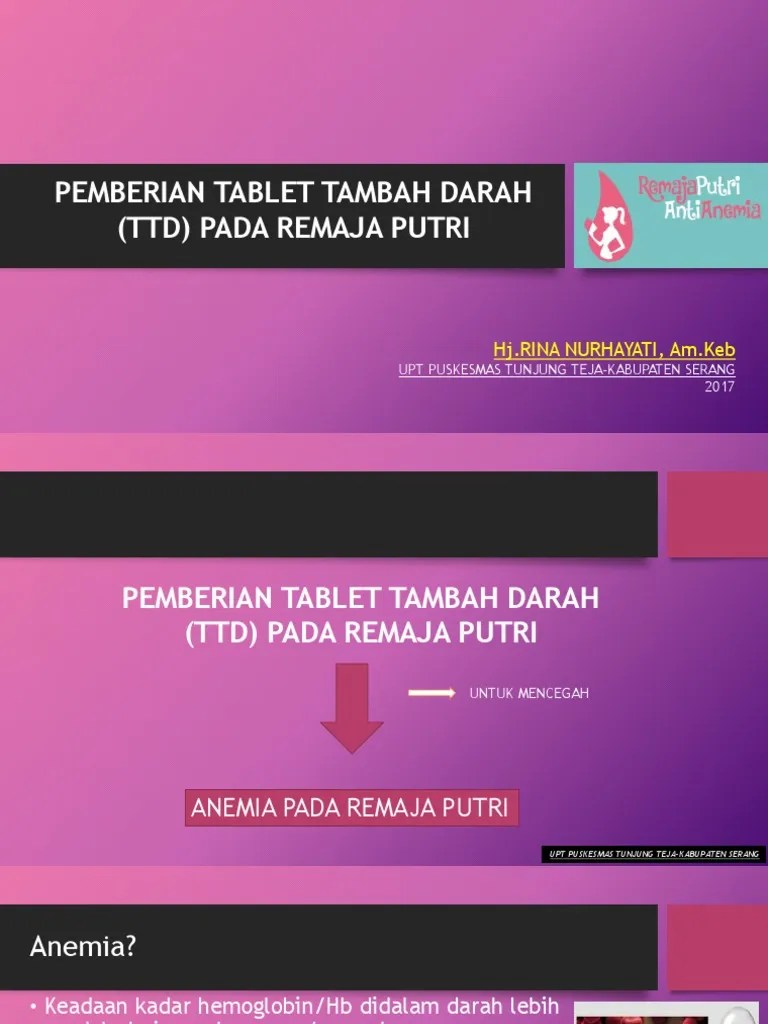 Penyuluhan Peberian TTD Pada Rematri PKM Tunjung Teja 2017 | PDF