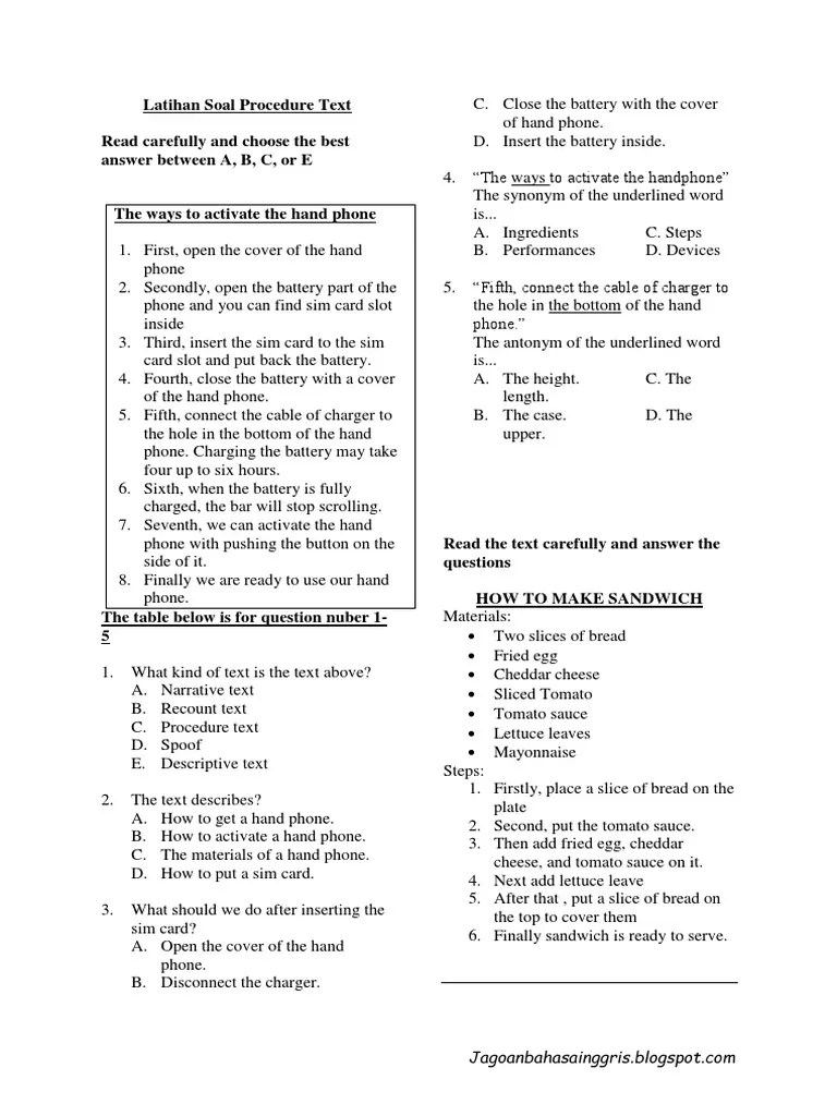 Latihan Soal Procedure Text Cute766