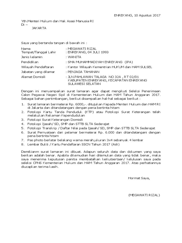 Nov 10, 2020 · wilayah pendaftaran: Contoh Surat Lamaran Kerja Di Kementerian Hukum Dan Ham ...