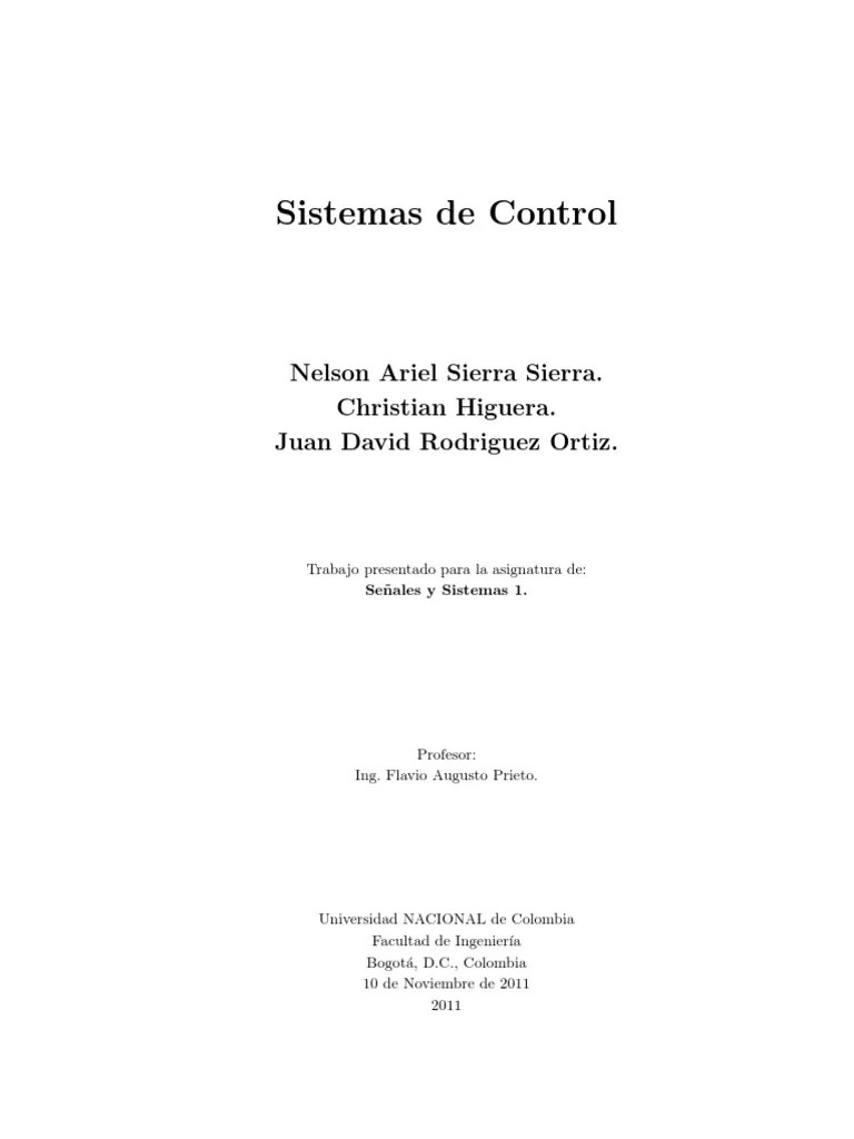Sistemas De Control PDF | PDF | Realimentación | Análisis