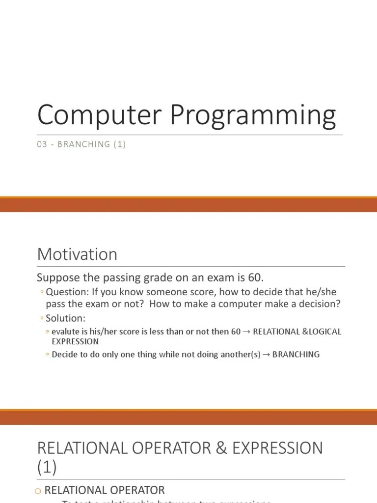 Computer Programming: 03 - BRANCHING | PDF | Software Engineering ...