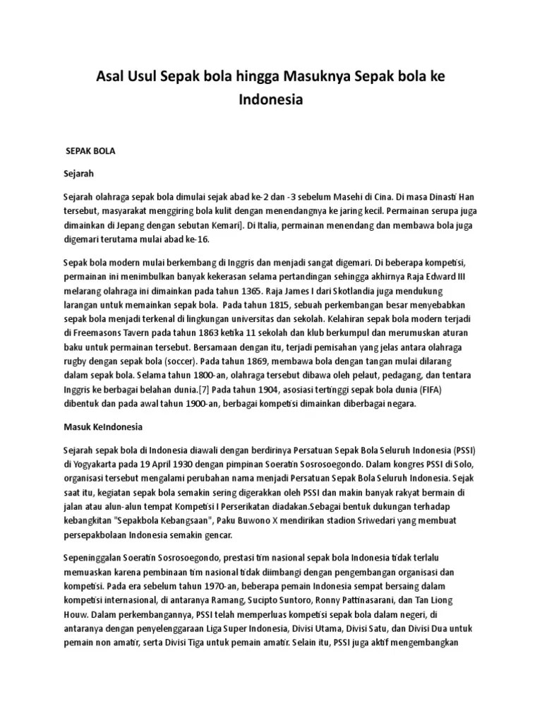 Ada tokoh yang bernama ir. Asal Usul Sepak Bola Hingga Masuknya Sepak Bola Ke Indonesia Pdf
