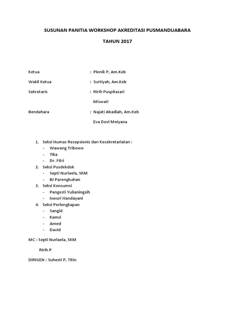 Susunan Acara Dan Panitia Workshop | PDF