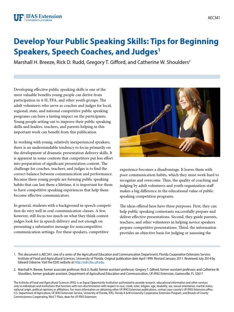 Develop Your Public Speaking Skills: Tips For Beginning Speakers, Speech Coaches, And Judges ...