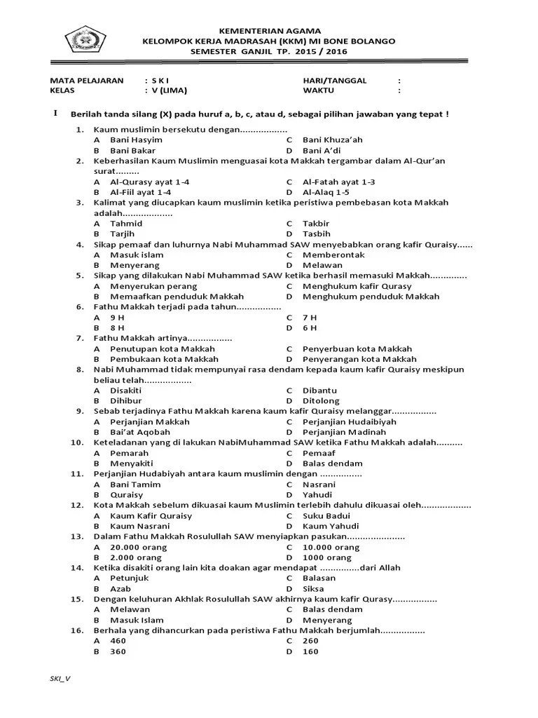 Soal Ski Kelas 5