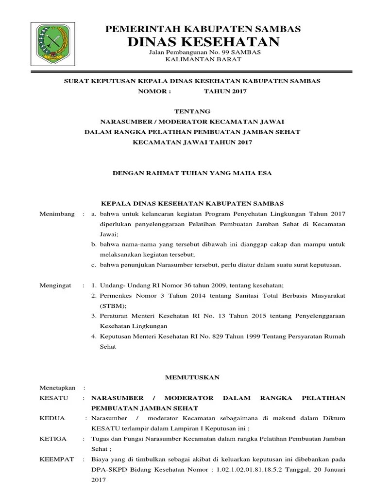 Bahwa honorarium narasumber dan peserta pelatihan. Contoh Surat Keputusan Narasumber Nuevoproposit0