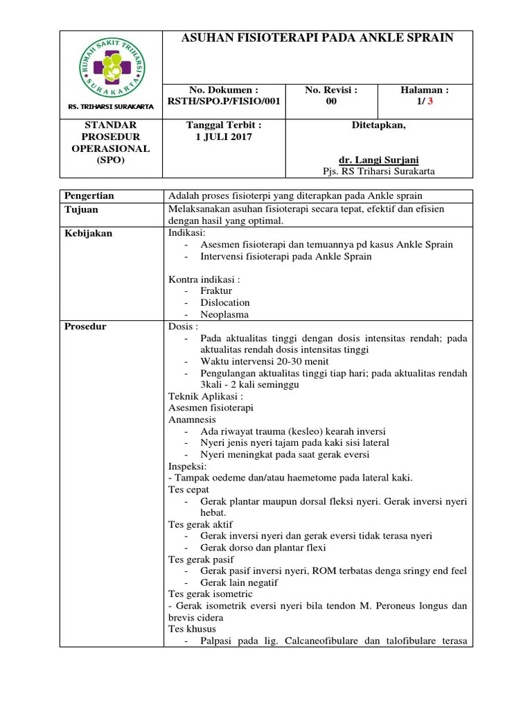 Asuhan Fisioterapi Pada Ankle Sprain | PDF