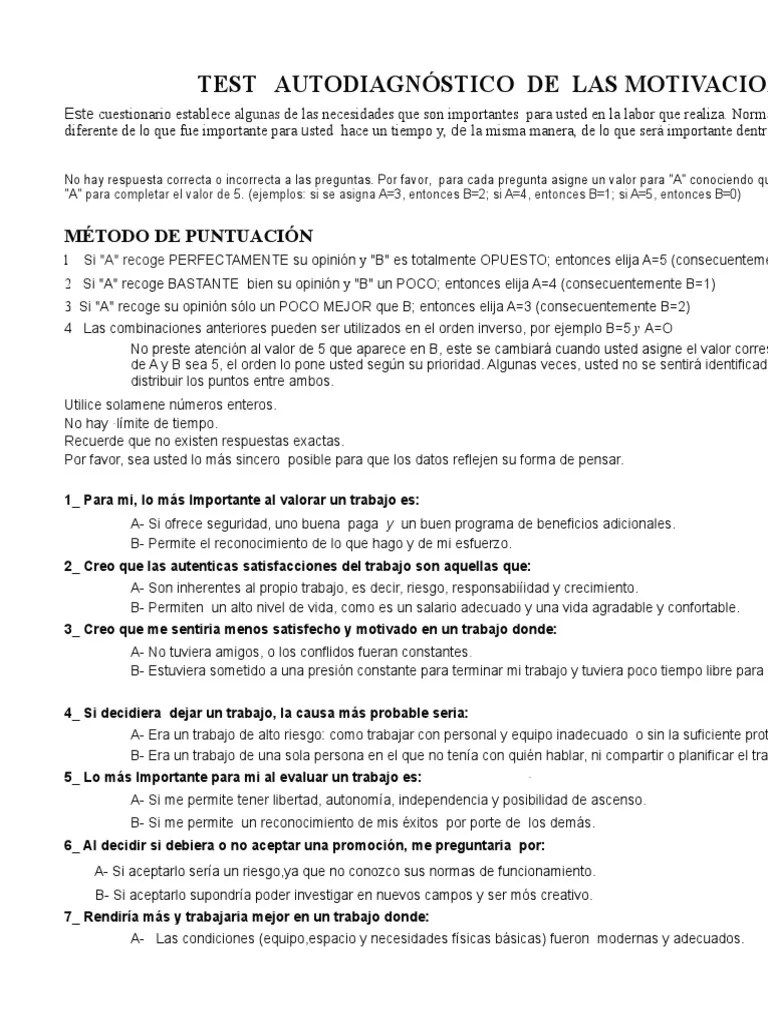 Test De Motivación 1 | PDF | Motivación | Motivacional