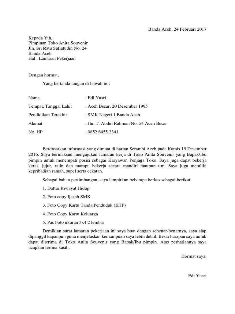 Inilah Contoh Surat Lamaran Kerja Di Toko Sepatu [Terlengkap] 