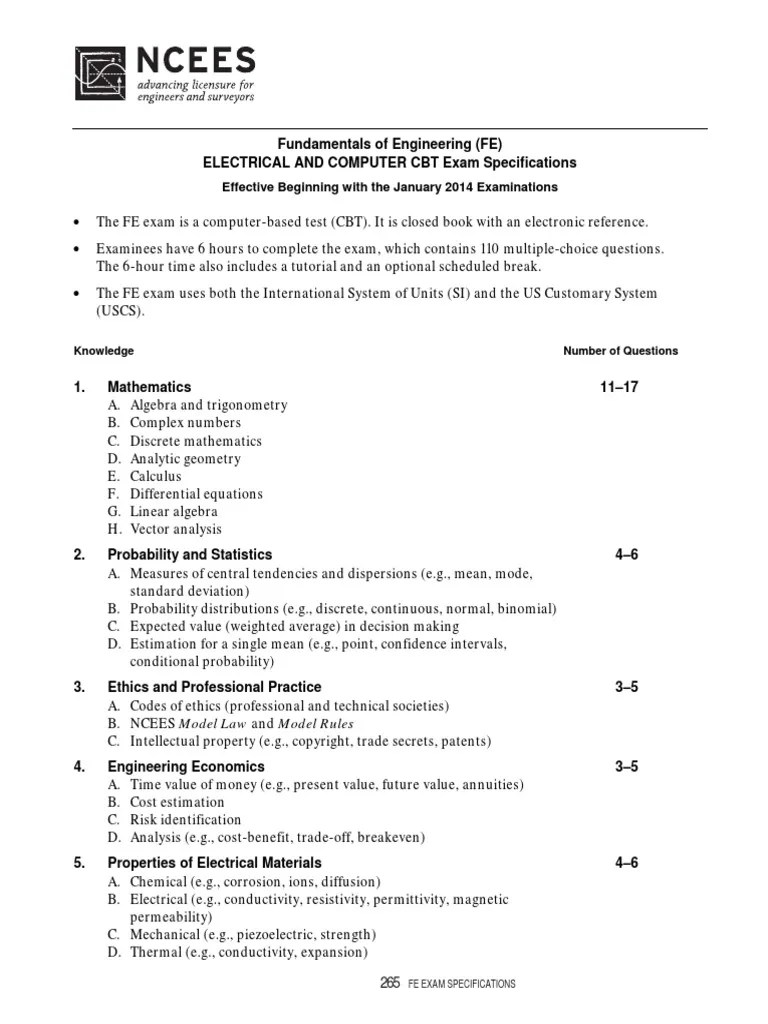 Fe Specification Ee Electrical Network Electromagnetism