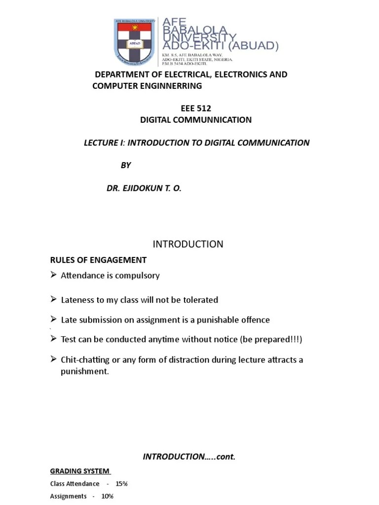Lecture 1 Introduction To Digital Communication | PDF