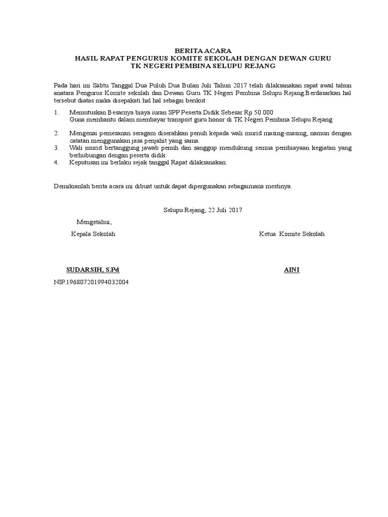 Berita Acara Rapat Komite 22 | PDF