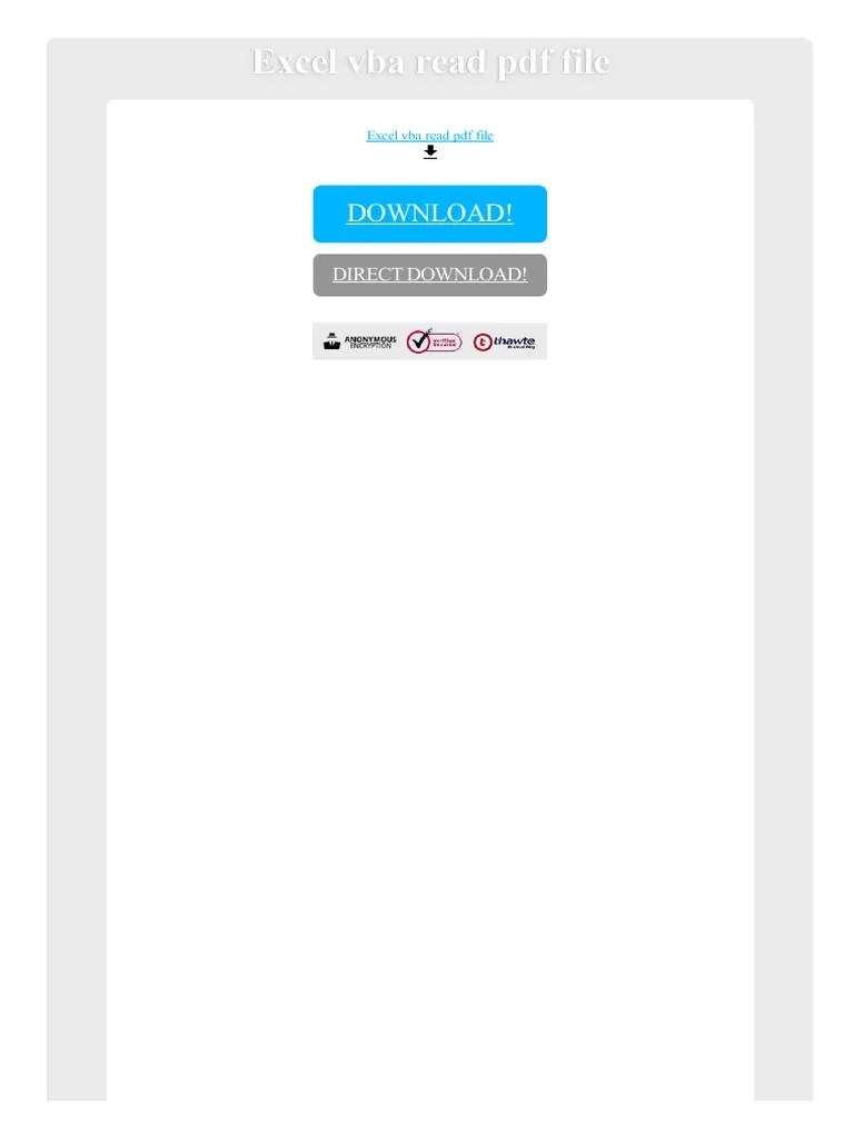 Excel Vba Read PDF | PDF | Microsoft Excel | Visual Basic For Applications