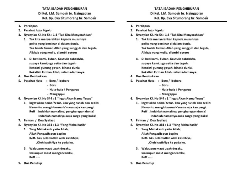 Analisis bentuk lagu, kidung penghiburan, ibadah penghiburan salah satu. Tata Ibadah Penghiburan