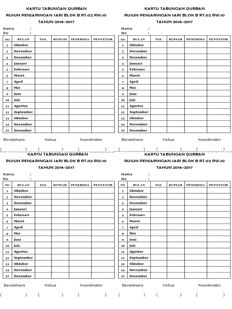 Bisa banget pake kartu ini. Kartu Tabungan Qurban Pdf