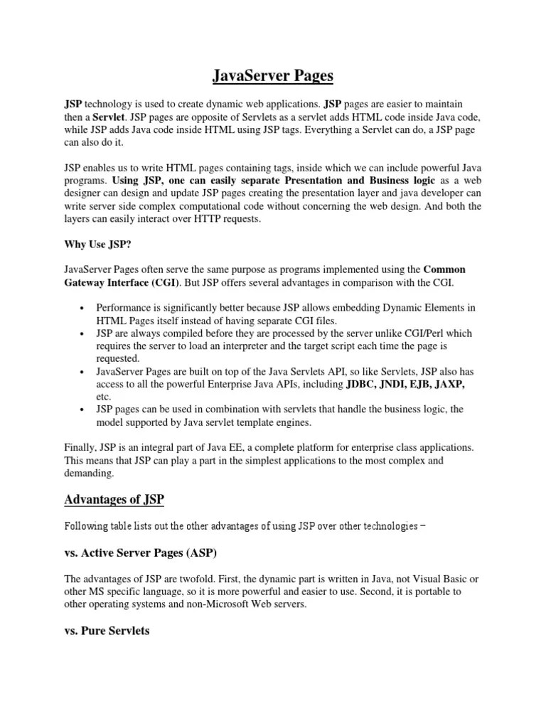 JavaServer Pages | PDF | Java Server Pages | Java Servlet