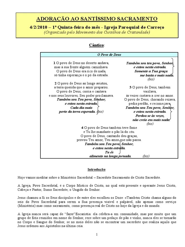 Adoração Ao Santíssimo Sacramento (4!2!2010) S. João Maria Vianney | PDF | Padre | Igreja Católica