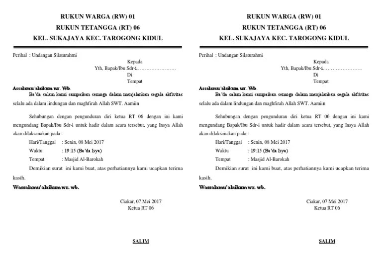 Contoh surat pengunduran diri dari organisasi keputusan untuk mengundurkan diri dari suatu perkumpulan atau kelompok tentu merupakan keputusan yang besar dan bisa memberikan dampak tertentu terhadap diri anda sendiri. Undangan Silaturahmi Pdf