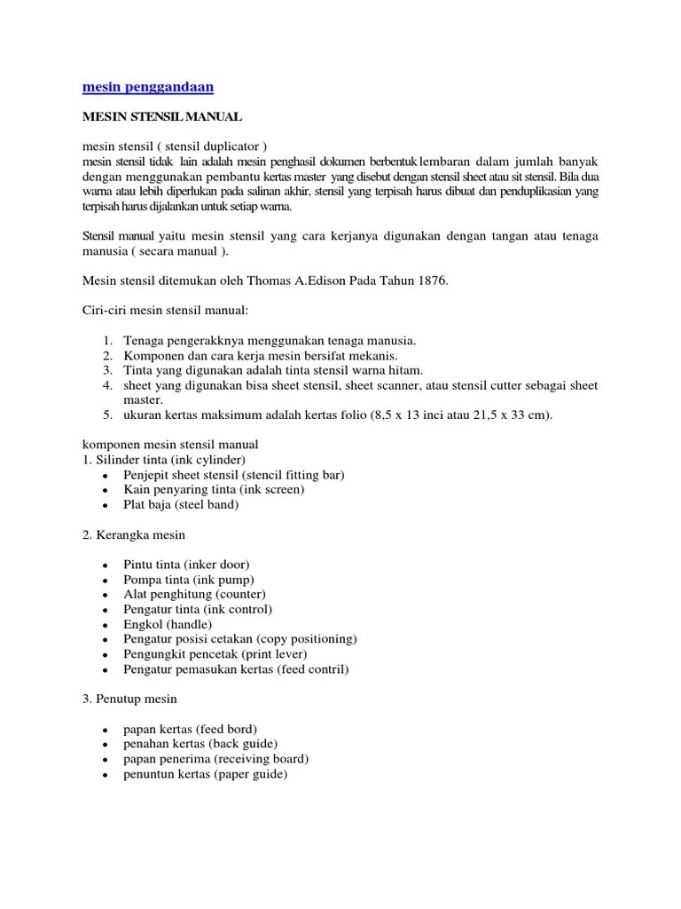 Mesin Penggandaan Mesin Stensil | PDF