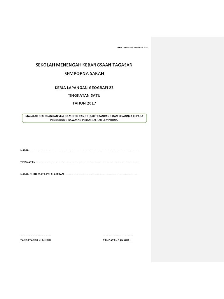 Tajuk kerja lapangan geografi tingkatan 1 2021: Kerja Lapangan Geografi 2017 Pdf