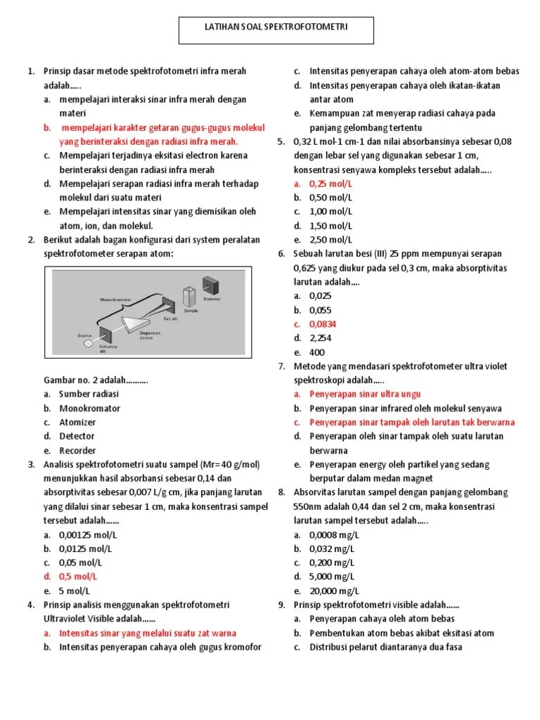 Latihan Soal Spektrofotometri | PDF