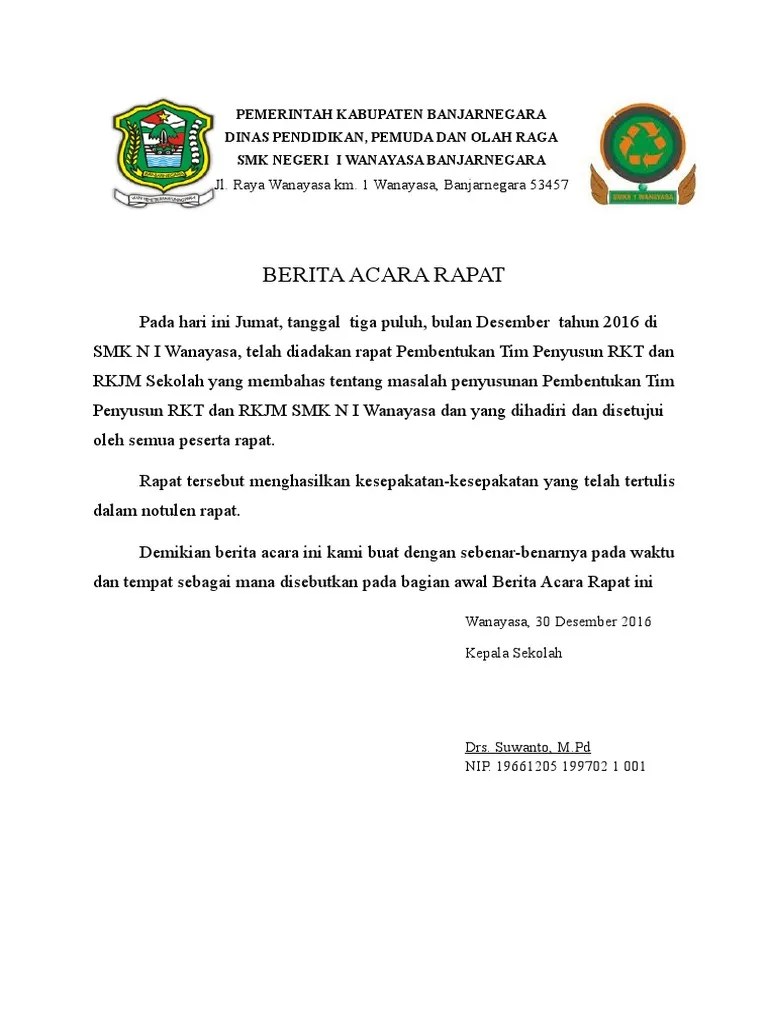 Berita Acara SK Penyusunan RKJM RKT | PDF