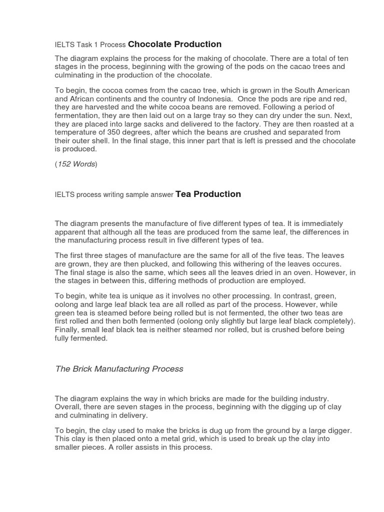 IELTS Task 1 Process Chocolate Production | PDF | Cocoa Bean | Chocolate