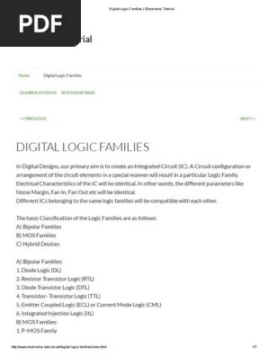 Digital Logic Families Electronics Tutorial Integrated