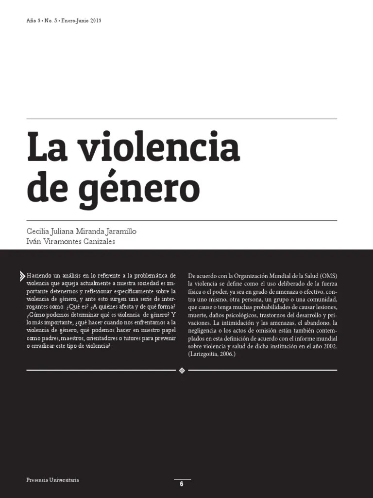 La Violencia De Género PDF | PDF | La Violencia Contra Las Mujeres | Hombre