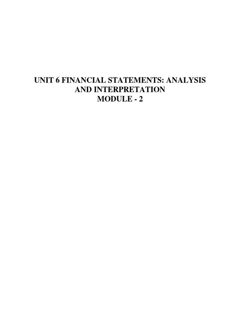 Unit 6 Financial Statements Analysis And Interpretation | PDF | Income ...