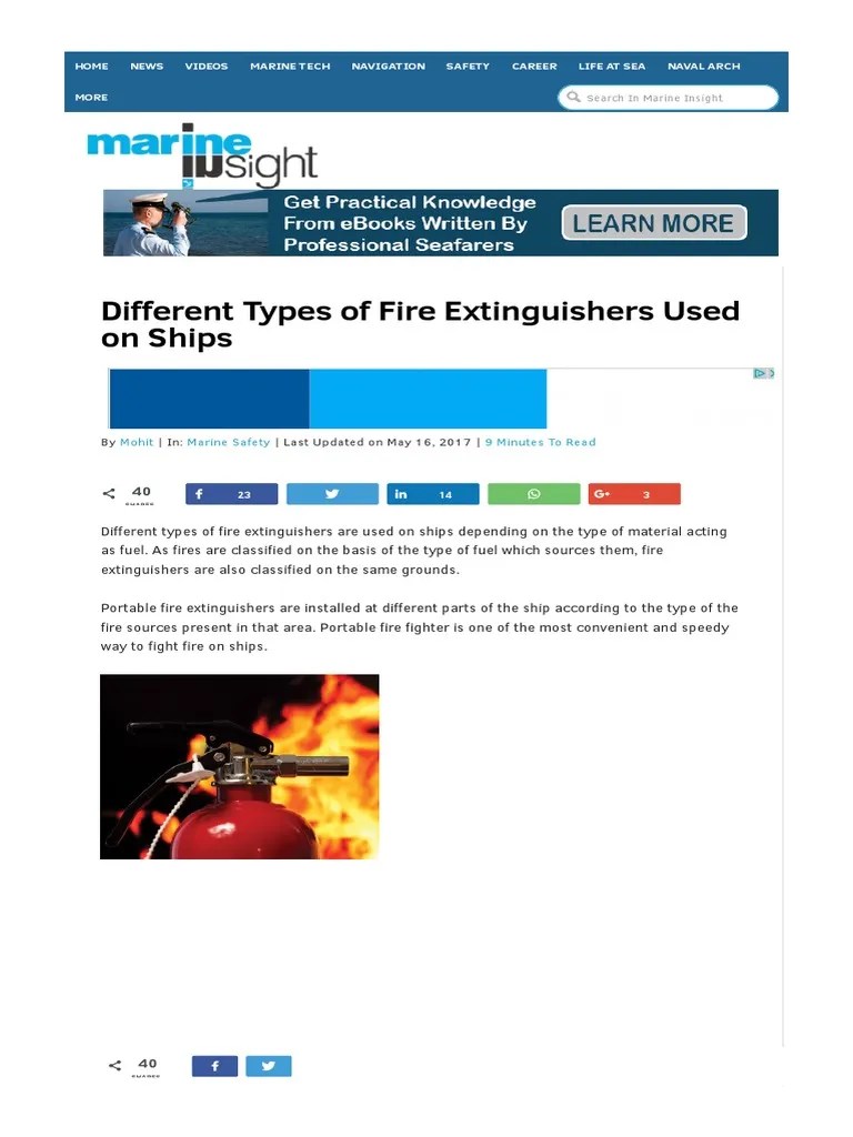 Different Types Of Fire Extinguishers Used On Ships | PDF | Sodium ...