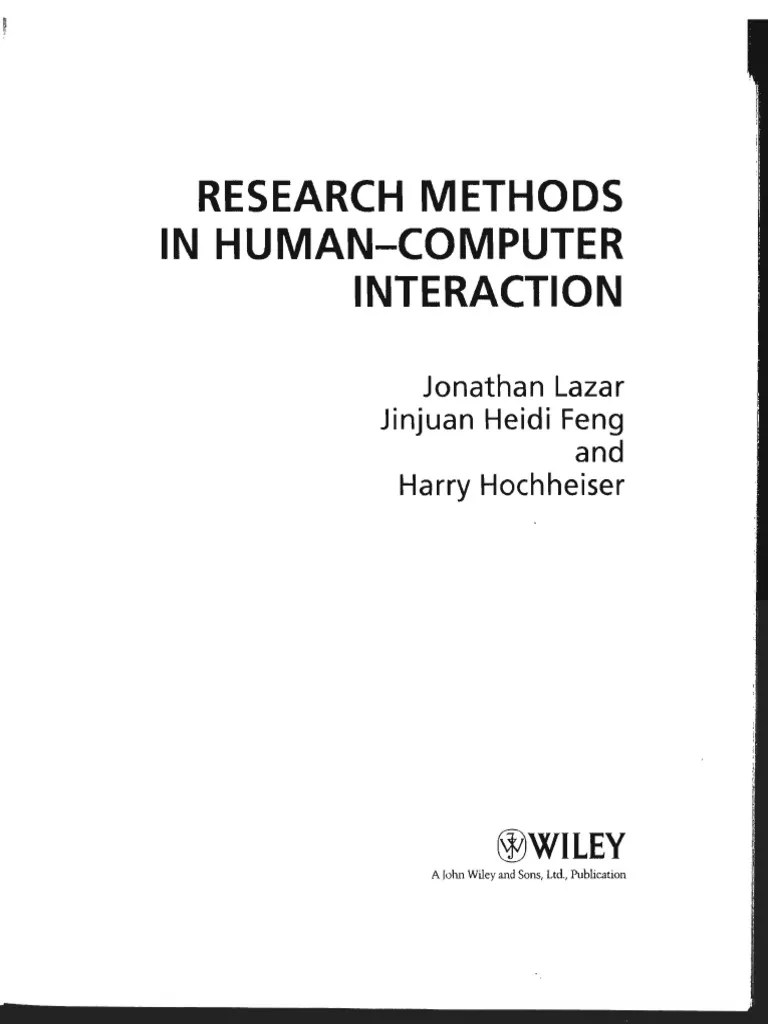 Research Methods In Human-Computer Interaction Por Jonathan Lazar ...