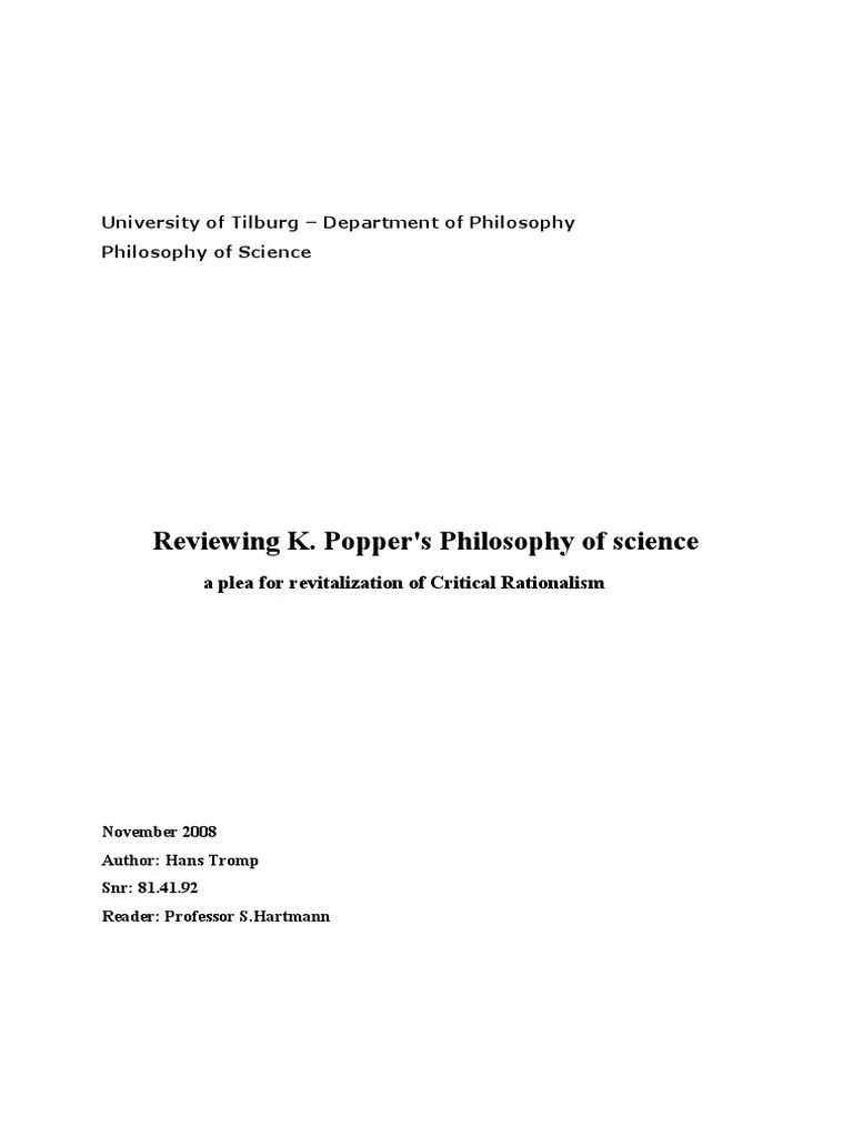 Reviewing K. Popper's Philosophy Of Science | Download Free PDF ...