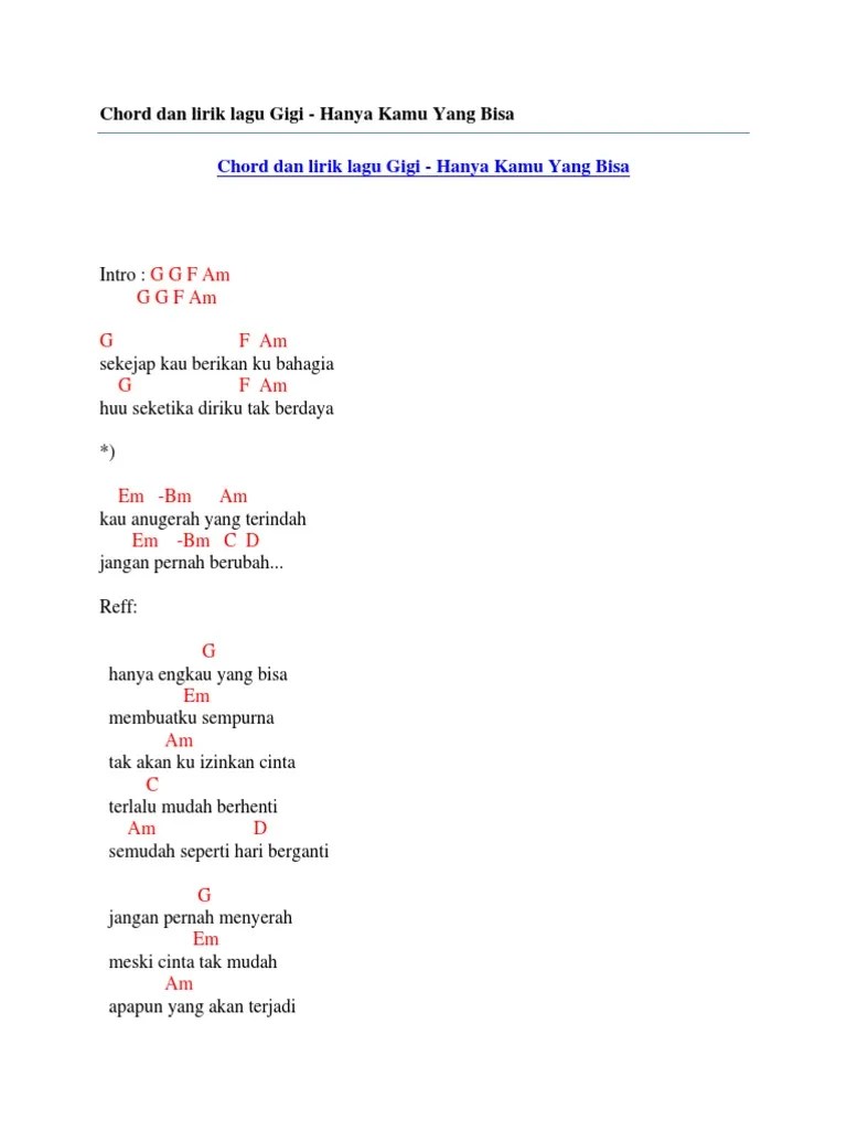 Kunci Gitar Setia Band Jangan Pernah Berubah Belajar 