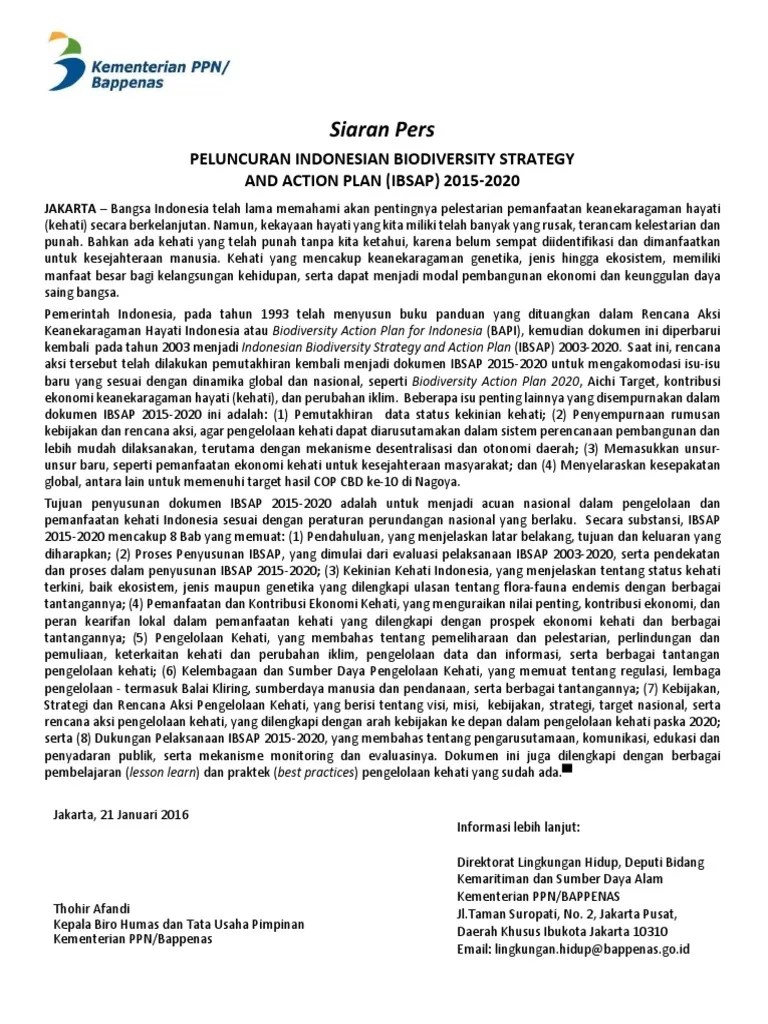 21 Jan - Peluncuran Indonesian Biodiversity Strategy And Action Plan ...