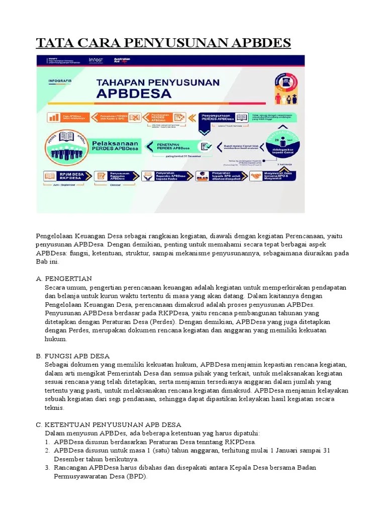 Tata Cara / Mekanisme Penyusunan APBDes | PDF