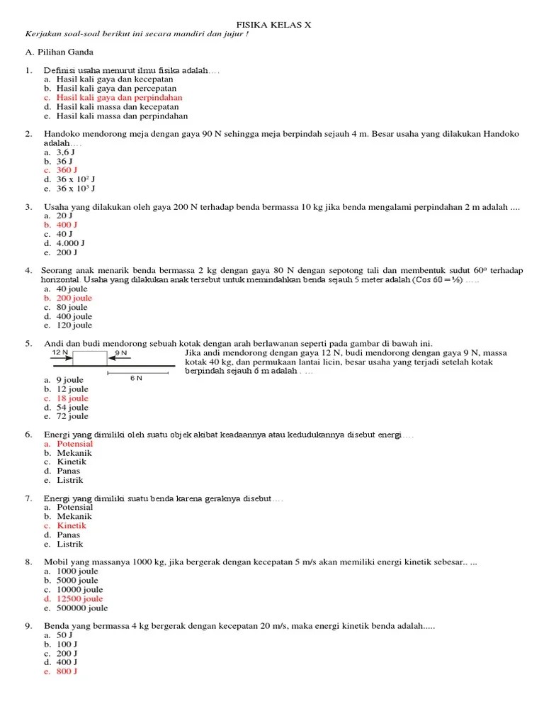 Soal pas fisika kelas 10 semester 1 kurikulum 2013 yang kami bagikan ini dibuat dengan menggunakan aplikasi pengolah kata yaitu microsoft . Soal Pg Fisika Kelas X Beinyu Com