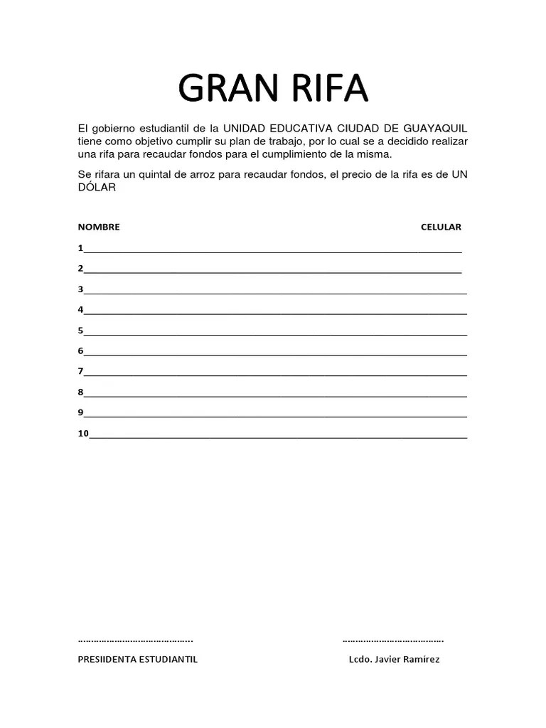 · ofrece promociones si te . Gran Rifa Estudiantil Pdf