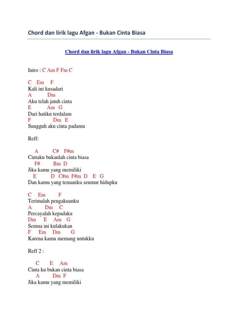 Hallo sobat lirik dan kuci gitar terbaik, pada kesempatan kali ini saya akan mencoba memberikan chord kunci . Lirik Lagu Dan Chord Bukan Cinta Biasa Afgan Wallpaper