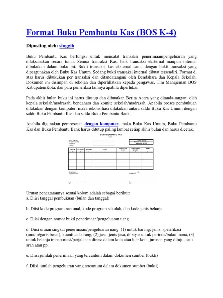 Rkas ditandatangani oleh kepala sekolah, komite sekolah,. Format Buku Pembantu Kas Pdf