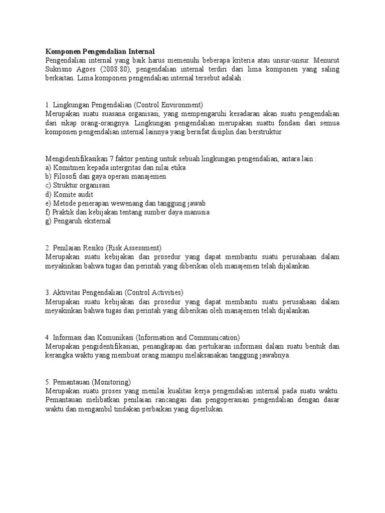Komponen Pengendalian Internal | PDF