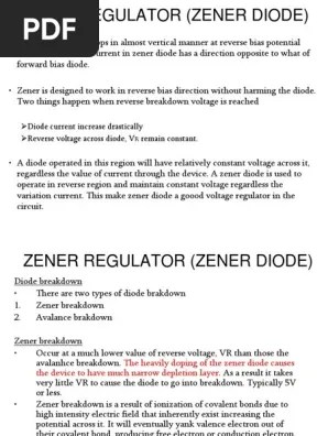 2d Zener Regulator Zener Diode P N Junction Diode
