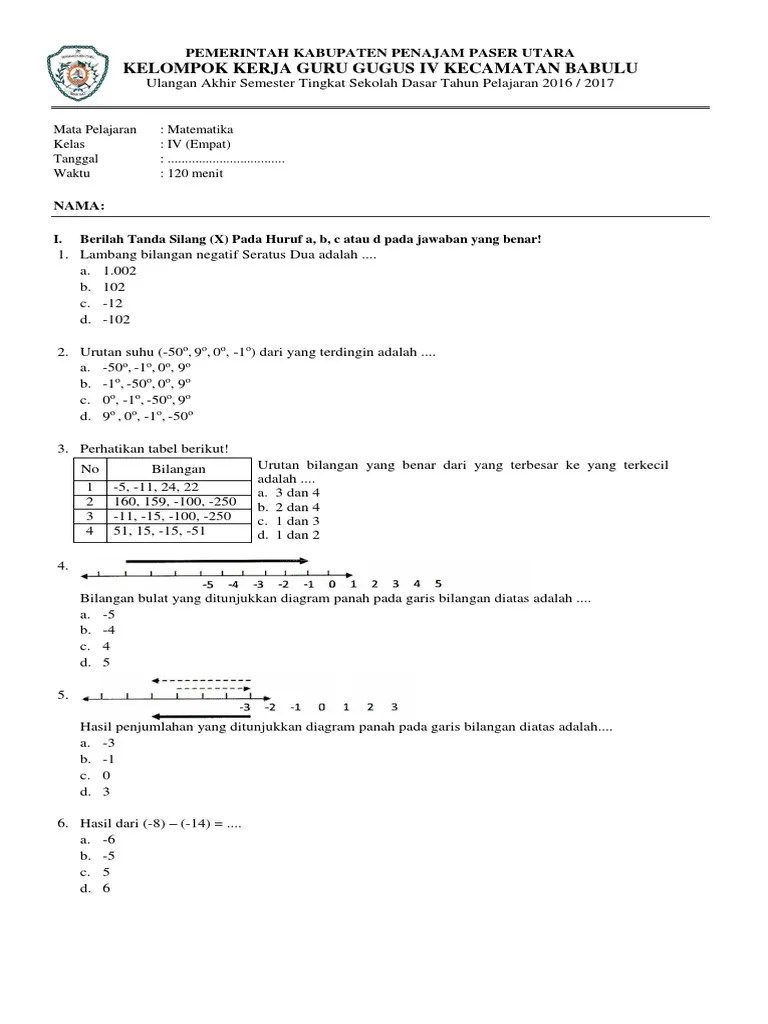 Soal Matematika Kelas Iv | PDF