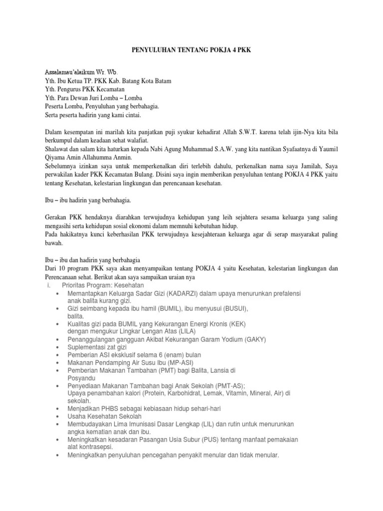 Penyuluhan Tentang Pokja 4 PKK | PDF