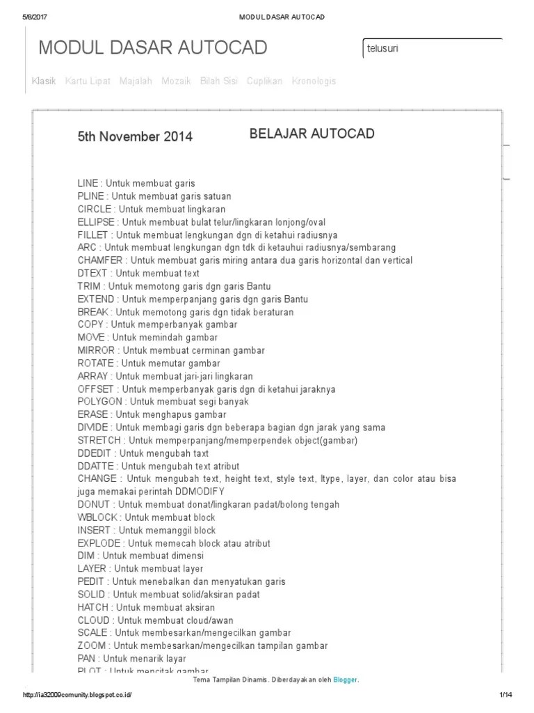 Panduan Dasar Autocad 2007 Perintah dasar autocad dan setingan dasar.