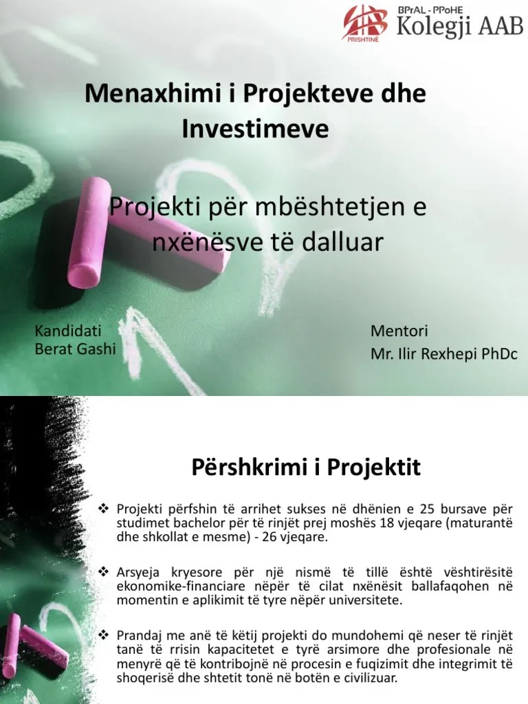Menaxhimi I Projekteve Dhe Investimeve-Projekti | PDF