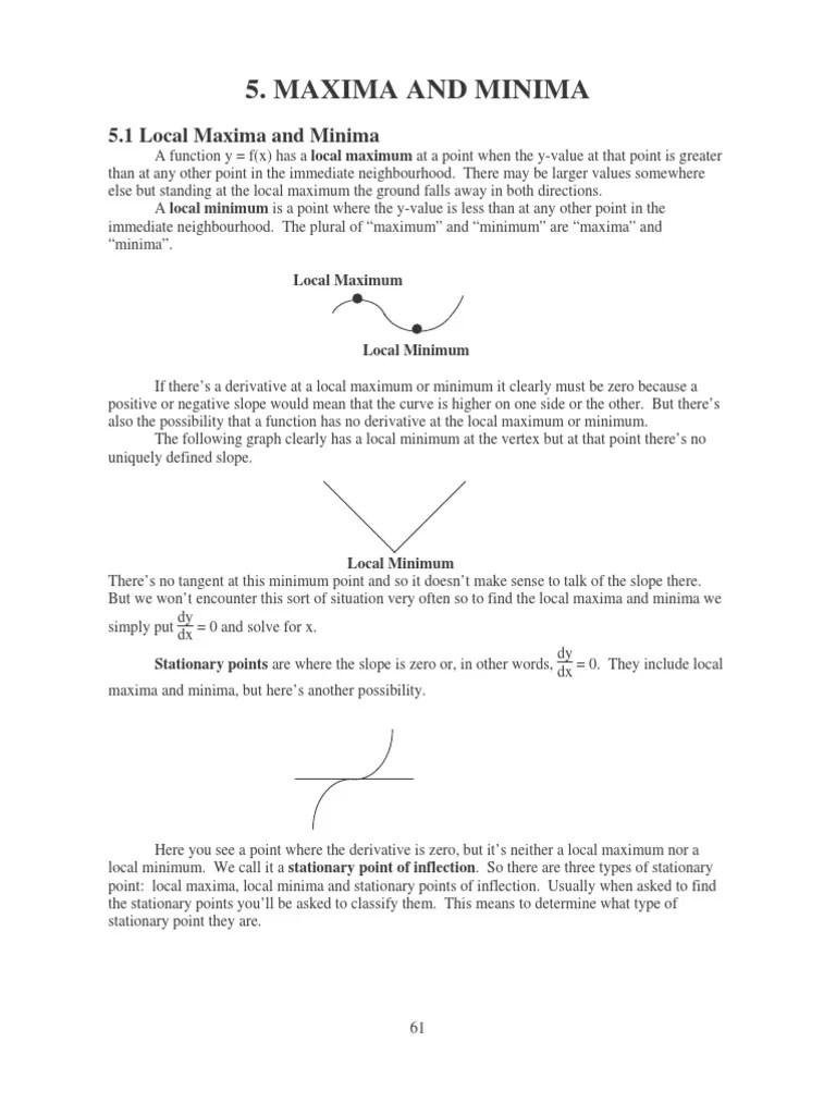 Calculus Maxima And Minima | PDF | Maxima And Minima | Cartesian ...